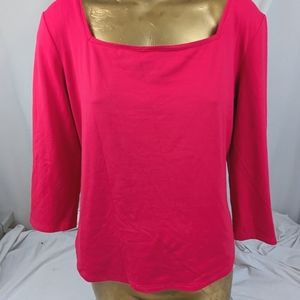 Neiman Marcus Exclusive Hot Pink Blouse with Square Neckline.  Large
